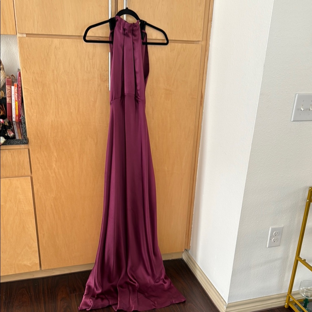 SALONI Burgundy Halter Maxi Dress
